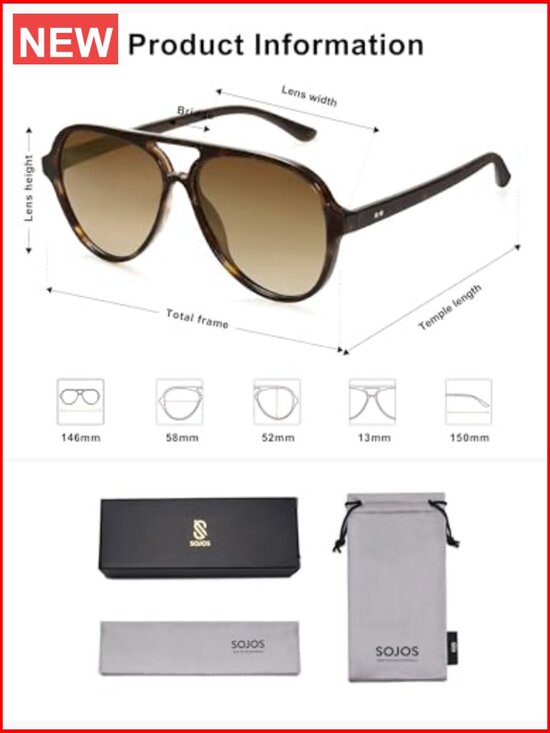 Classic Polarized Aviator Sunglasses, Retro Trendy UV400 Shades